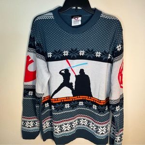 Novelty Star Wars Sweater Holiday Christmas Men’s Medium Large Blue Ugly Nerdy